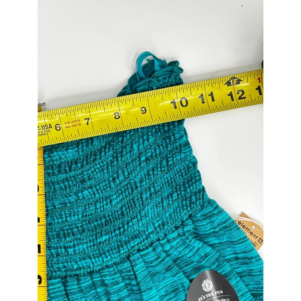 Element Womens Teal Green Space Dye Smocked Strapless Maxi Dress Skirt Medium